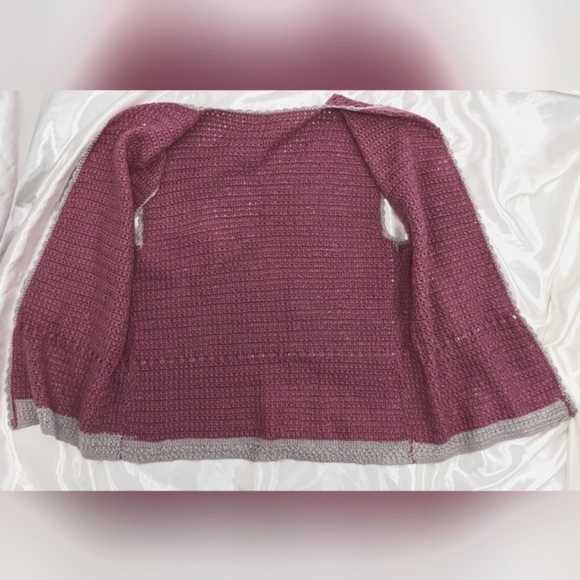 Unbranded Vintage Handmade Women's Large Crochet Vest in Dusty Rose & Gray - Picture 5 of 8